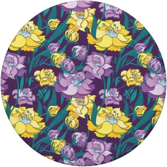 Colorful Hand Draw Flowers on Violet Background Cute Pattern PopSockets PopGrip - Picture 3 of 8